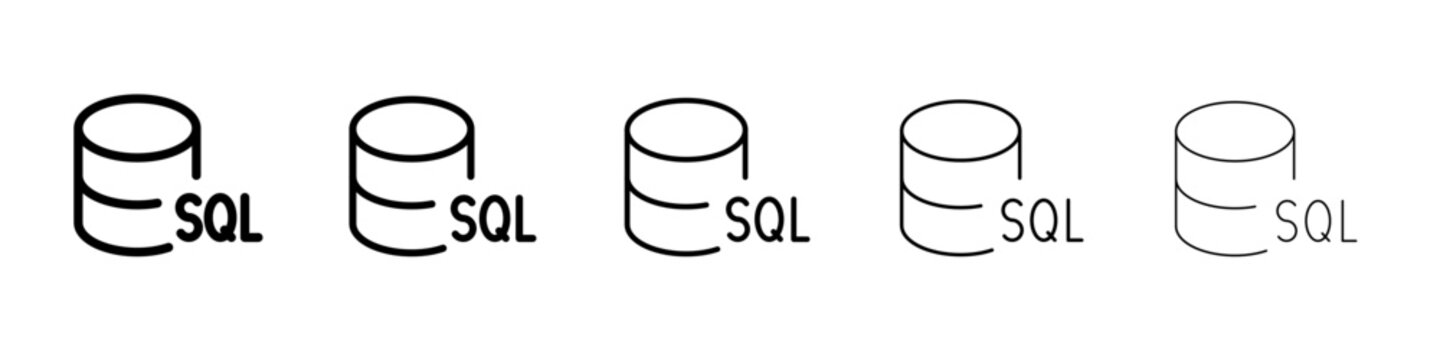 SQL server icon thin flat outline style vector sign