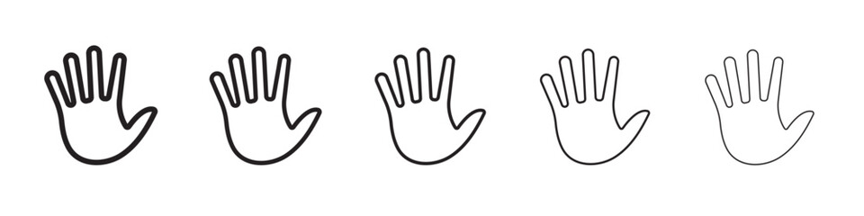 Stop sign with hand icon thin flat outline style vector sign