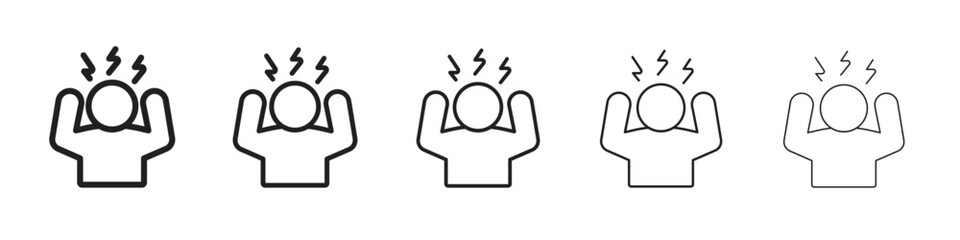 Stress icon thin flat outline style vector sign