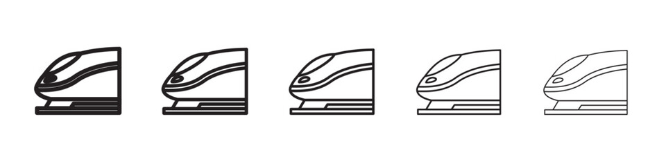 Subway high speed train icon thin flat outline style vector sign