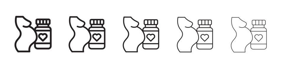 Supplements for pregnant women icon thin flat outline style vector sign