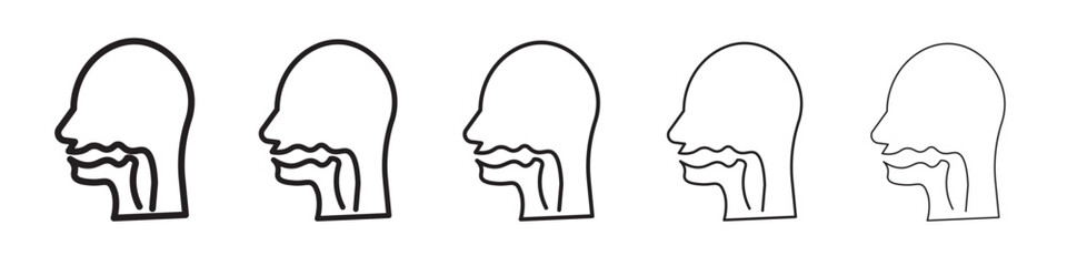 Naklejka premium Swallowing reflex icon thin flat outline style vector sign
