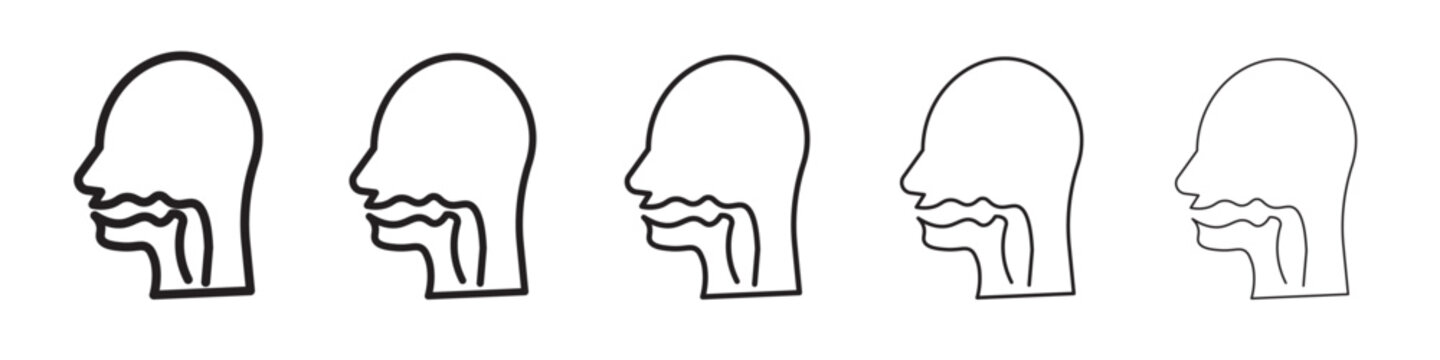 Swallowing reflex icon thin flat outline style vector sign