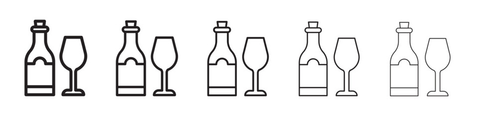 Tequila bottle thin flat outline style vector sign