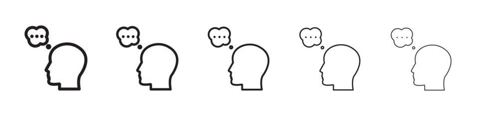 Thinking icon thin flat outline style vector sign