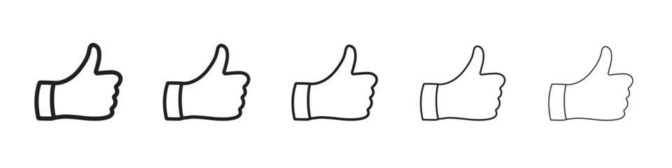 Thumbs Up icon thin flat outline style vector sign