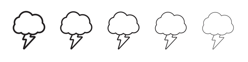 Thunder lightning icon thin flat outline style vector sign