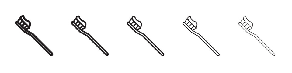 tooth brush icon thin flat outline style vector sign