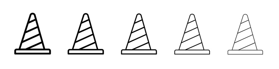 Traffic cone icon thin flat outline style vector sign