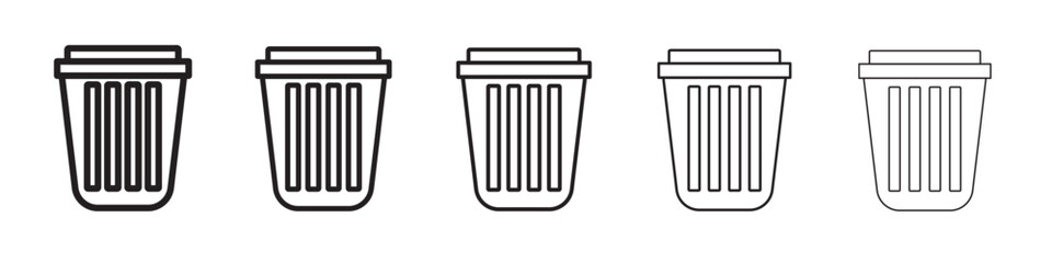 Trash icon thin flat outline style vector sign