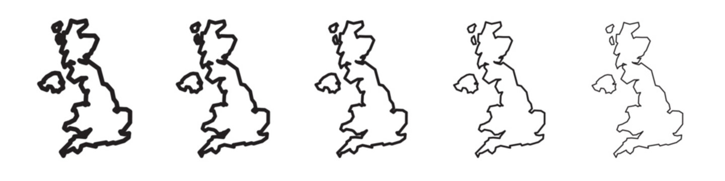 United Kingdom map icon thin flat outline style vector sign