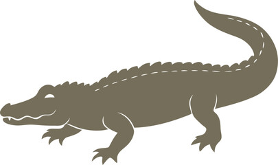 Crocodile Silhouette Vector Illustration On White Background