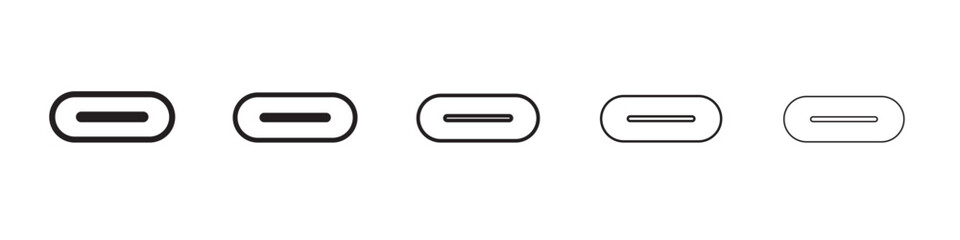 USB type c charger icon thin flat outline style vector sign