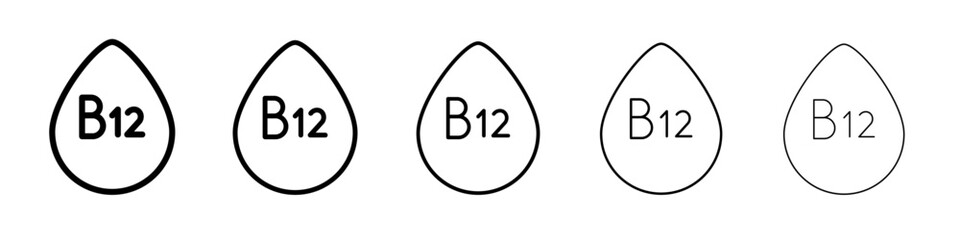 Vitamin B12 drop icon thin flat outline style vector sign