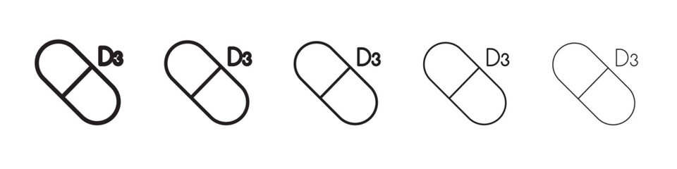 Vitamin D3 icon thin flat outline style vector sign