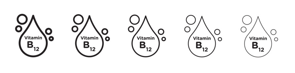 Vitamin B12 drop icon thin flat outline style vector sign