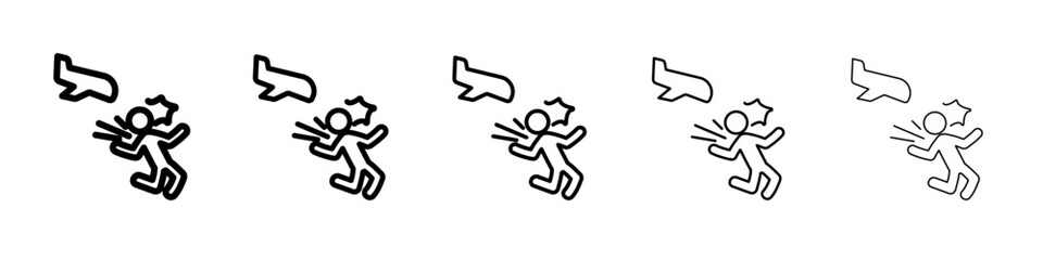 war Refugee icon thin flat outline style vector sign