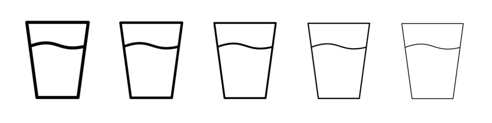 water glass icon thin flat outline style vector sign