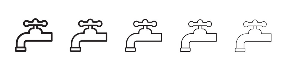 Water tap icon thin flat outline style vector sign