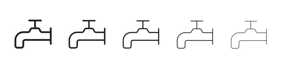 Water tap icon thin flat outline style vector sign