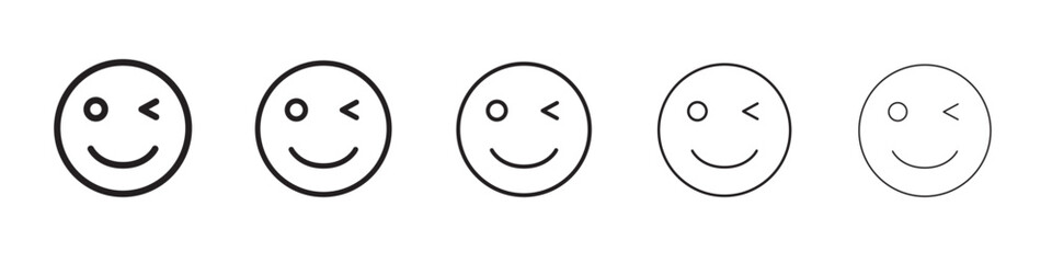 Winking eye icon thin flat outline style vector sign