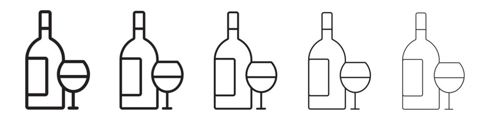 Wine icon thin flat outline style vector sign