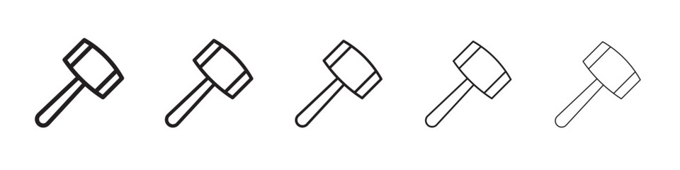 Wooden mallet icon thin flat outline style vector sign