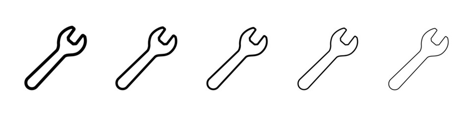 Wrench icon thin flat outline style vector sign