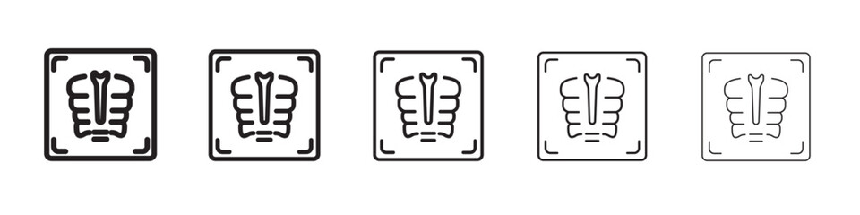 X-ray scan icon thin flat outline style vector sign