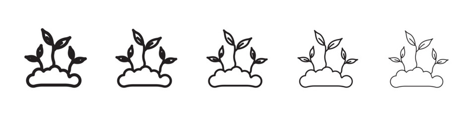 Young sprout icon thin flat outline style vector sign