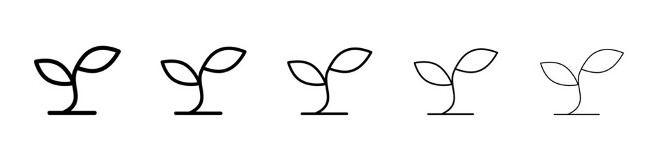 Young sprout icon thin flat outline style vector sign