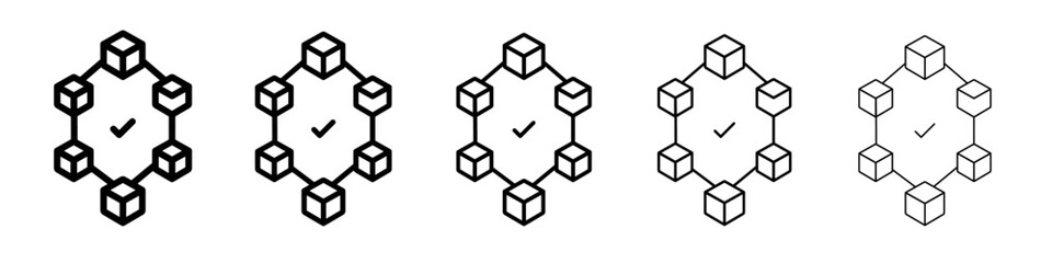Obraz premium Blockchain technology icon thin flat outline style vector sign