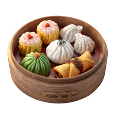 Dimsum set isolated 3d mockup without background using for China food purpose.