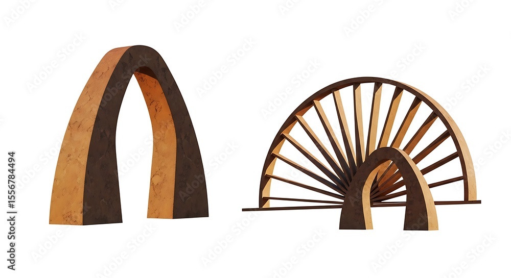 Poster Two Arch Structures on White Background Minimalist Design