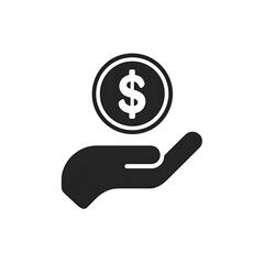 a hand holding dollar coin icon isolated on transparent background