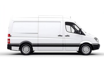 White delivery van isolated on white background side view
