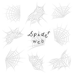Spider web vector collection for design and decoration, can be used in many ways such as Halloween theme decoration, greeting cards, postcards, stickers, paper patterns, scrapbooks, and more