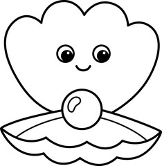 Clam Outline Coloring Page for Kids

