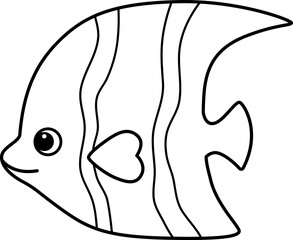 Tropical Fish Outline Coloring Page for Kids

