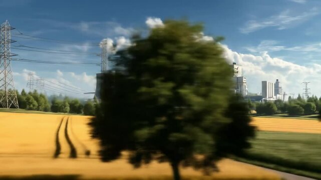 brown cole power plant energy industry. 4k animation video