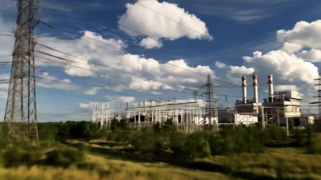 brown cole power plant energy industry. 4k animation video