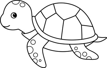 Turtle Outline Coloring Page for Kids


