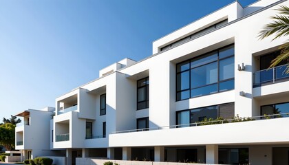 the image shows a modern architectural structure with clean lines and a minimalistic design, it appears to be a residential building