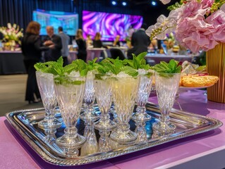 Mojito Cocktails at Corporate Event. Refreshments and Celebrations. Event Photography.