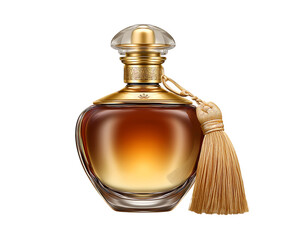 Elegant vintage perfume bottle with tasse isolated on a transparent background