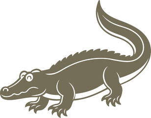 Crocodile Silhouette Vector Illustration On White Background