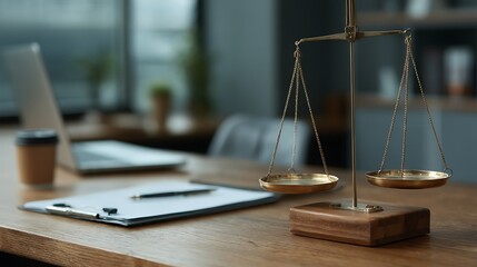 Scales atop office desk, day