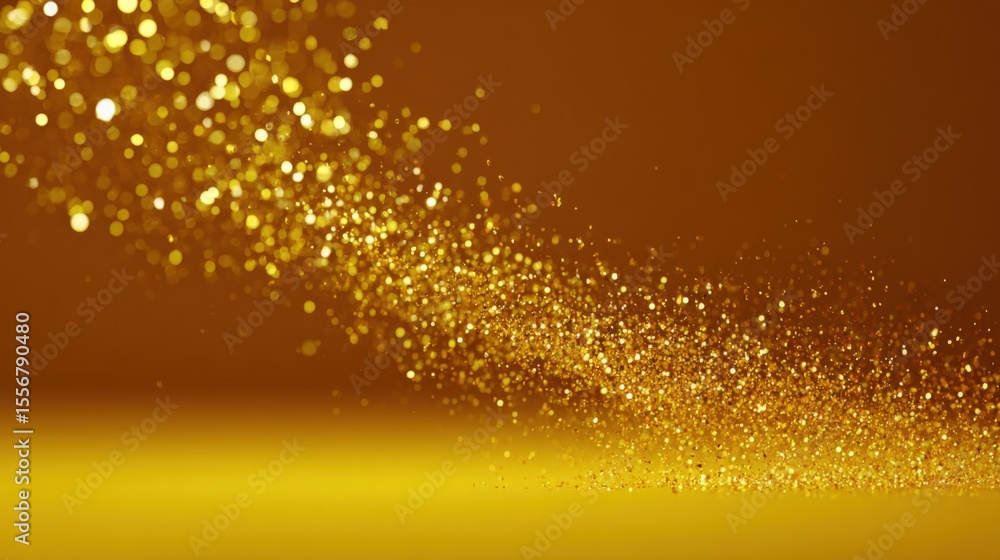 Aufkleber sparkling golden glitter particles shimme against a warm brown background creating a magical festive