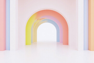 empty room with colorful walls and a white floor