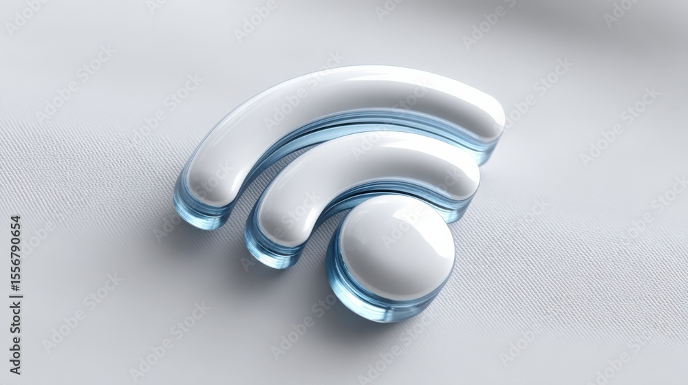 Leinwandbilder modern wireless internet signal icon representation with abstract glass and plastic design on a smoo
